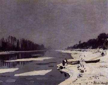 Ice Floes on the Saine at Bougival Oil Paintings